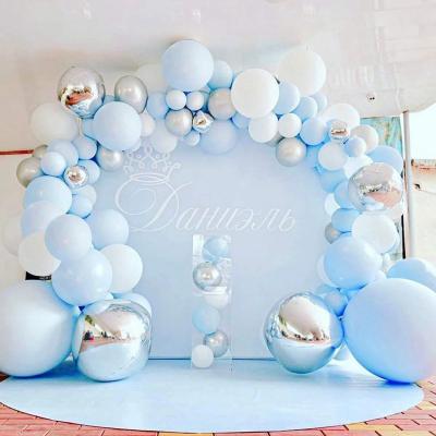 China Chrome Silver Balloons 141pcs Garland Arch Balloons Kit Birthday Party Festival Decoration 4D Hot Blue Ball Decors Baby Shower for sale