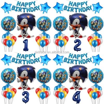 China 1Set Foil Balloon Cartoon Hedgehog Foil Balloons Number Boy Kids Birthday Party Decoration Supplies Air Globos Child Gift for sale