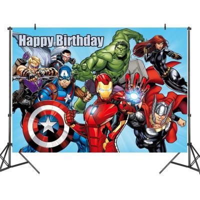 China 125*80cm Iron Man Frozen Banner Aluminum Vinyl Personalized Birthday Banner Professional Indoor Photo Backdrops Photography Backgrounds for sale