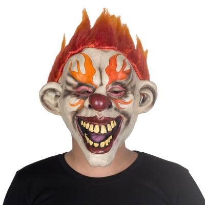 China CE Approval Fire Hair Horrific Clown Mask , Demon Head Mask For Cosplay for sale