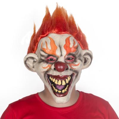 China Masquerade Rubber Latex Halloween Clown Mask , Red Hair Clown Masks 28*40cm for sale