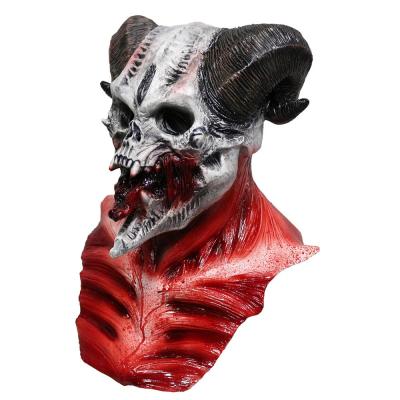 China Baphomet Krampus Demon Skeleton Latex Masks Ugly Scary Halloween Costume for sale