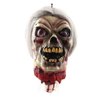 China Zombie Head Haunted House Props Horror 33cm Height With Grey Hair for sale