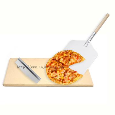 China Amazon Viable Hot Sale Stainless Steel Pizza Peel and Cordierite Pizza Cutter Detachable Stone Set for sale