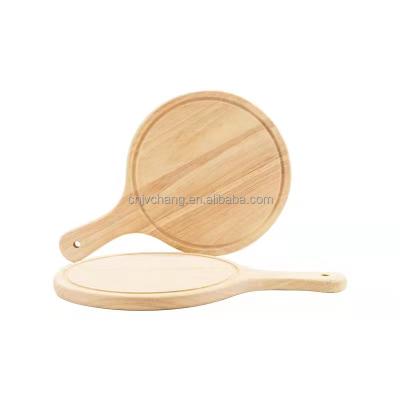 China Sustainable Wholesale Custom Wooden Pizza Skin Paddle Rubber Wooden Pizza Cutting Board Pizza Tools Kitchenware for sale