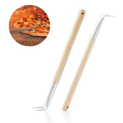 China Customized Viable 18 Inch Aluminum Pizza Spinner Spinning Fork With Detachable Wooden Handle Kitchen Baking Tools for sale