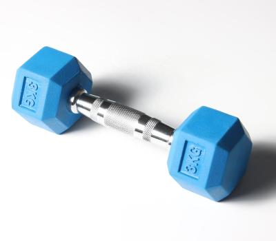 China Universal Iron Fitness Equipment Rubber Dumbell / Rubber Hex Dumbbell for sale