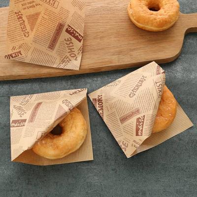 China 100pcs Sandwich Donut Bread Paper Bag Props Wedding Decoration Waterproof Food Leakproof Paper English Baking Bag for sale