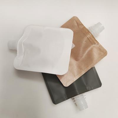 China BIODEGRADABLE 30ml Plastics Kraft Paper Bags For Travel Small Body Lotion Package Shake Bags With Spout Liquid Pouch for sale