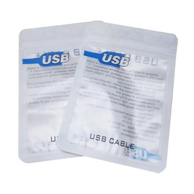 China Wholesale Matte White Laminated Plastic Flat Zipper Moisture Proof Bag For USB Cable for sale