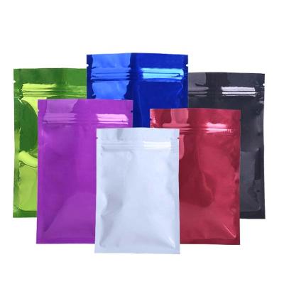 China Security Heat Seal Good Quality Aluminum Foil Colored Flat Bag Three Side Seal Packaging Zipper Bag for sale