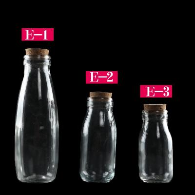 China Decoration Item Milk Bottle Glass Flashing Bottle With LED Light Wooden Lid Handmade Crafts for sale