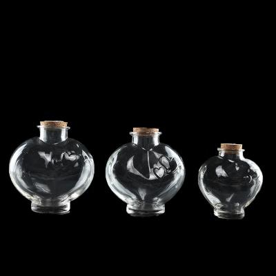 China Decorative Item Heart Glass Flashing Affectionate Bottle With LED Light Wooden Lid Handmade Craft for sale