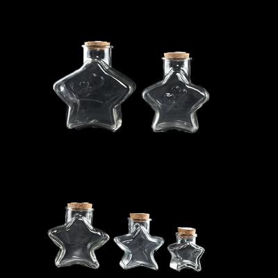 China Decoration Item Star Glass Flashing Bottle With LED Light Wooden Lid Handmade Craft for sale