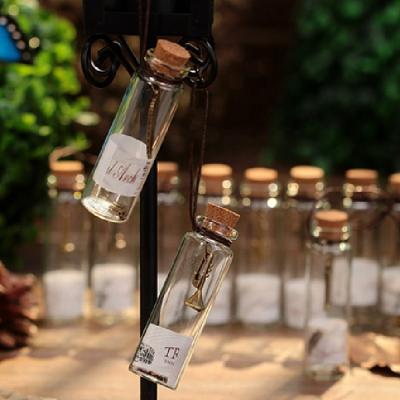 China The Gift Whish Bottle Borosilicate Tube Glass Mini Test Bottles With Cork And Aluminum Screw Cap for sale