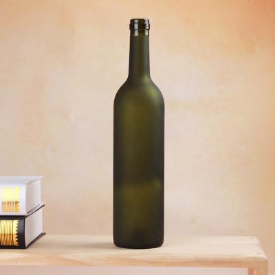 China Wholesale Antique Wine Glass Bottle 750ml Olive Green Bordeaux Red Wine for sale