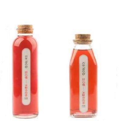 China Food and Beverage Juice Bottle With Cork Bottle 350ml 500ml Ring Neck Glass Sauce Bottle for sale