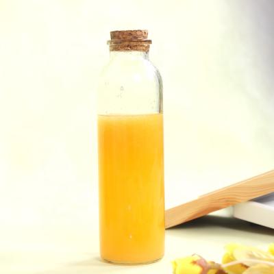 China 500ML 350ML Beverage Juice Round Glass Bottle Food Beverage Bottle With Cork for sale