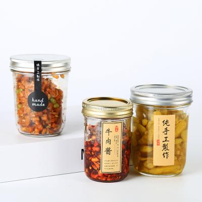 China Food 100ml 200ml 300ml Glass Jam Mason Jar Glass Bottle With Screw Cap for sale