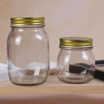 China 150ml 300ml 500ml 1000ML Mason Jar Glass Bottle For Food Candy With Screw Cap Honey Glass Jar for sale