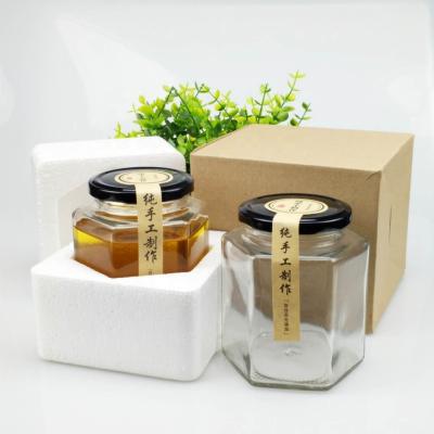 China 500ML Hexagon Glass Bottle Honey Glass Jar Food Bottle 45ML, 85ML, 100Ml, 180ml, 280ML, 380ML for sale