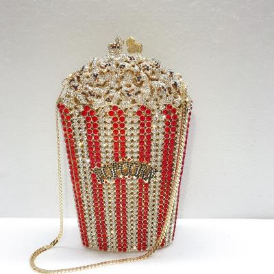 China Luxury JANHE Bag Bling Glitter Handbags Popcorn Box Purse Ladies Crystal Diamond Party Metal Evening Bags de Besg de bolsa principal for women for sale