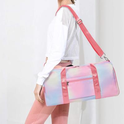 China Pink Duffel Bag To Tote Bes Custom Luggage Travel by JANHE malas de viagem rainbow waterproof sports gym bag for sale