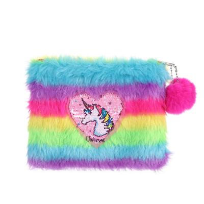 China Unicorn JANHE Style Color Cute Toiletry Bag Make Up Small Fuzzy Cartoon Travel Makeup Unicorn Cosmetic Bag Women Storage Bag Pouch For Girls for sale