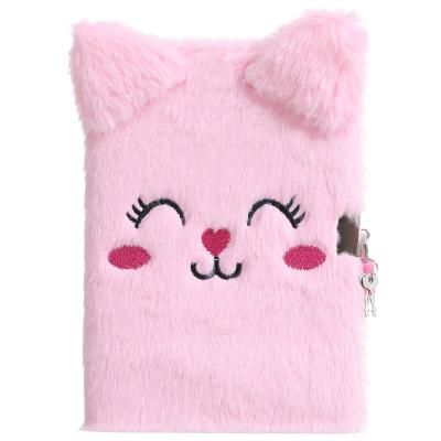 China Durable Hot Selling INS Notebook Faux Fur Notebook Colorful Kids Designs Diary Hardcover Book Plush Notebook for sale