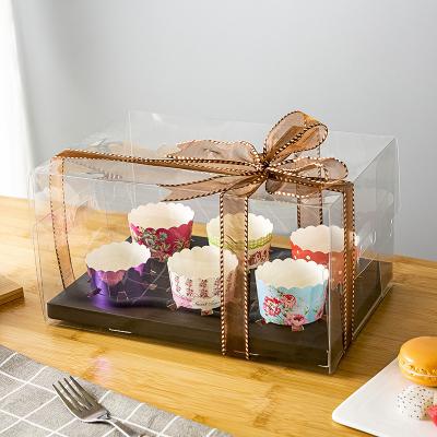 China Recyclable Hot Sale Products 2-Pack Patterns Rectangle Cupcakes Packaging Box Custom Cupcake Holder Boxes for sale