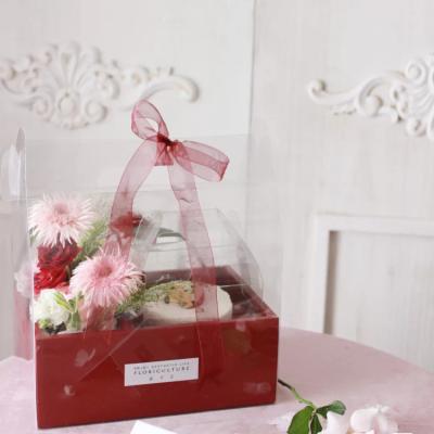 China Wholesale Recyclable Clear Valentine's Day Pet Recyclable Transparent Valentine's Day Box Flower Handle Flower Box Bouquet Cake Handle Gift Box for sale