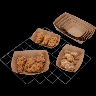 China Wholesale Disposable Fried Food Kraft Tray Custom Take Away Packing Paper Box French Fries Packaging Box Disposable Ship for sale