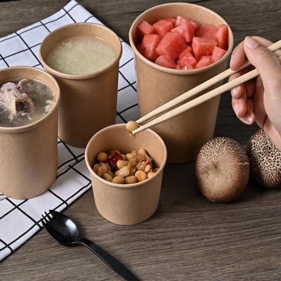 China Disposable Customizable Takeout Soup Cups Paper Wrapping Food Grade Thickened Kraft Bowl Resistance High Temperature Wrapping Paper Bowl for sale