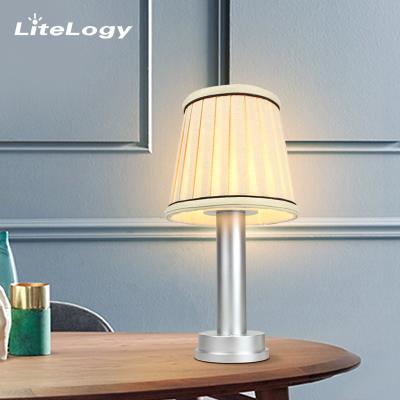 China Rechargeable Fabric lampshade LED Desk Lamp Cordless Table Lamps Home Decor Light for sale