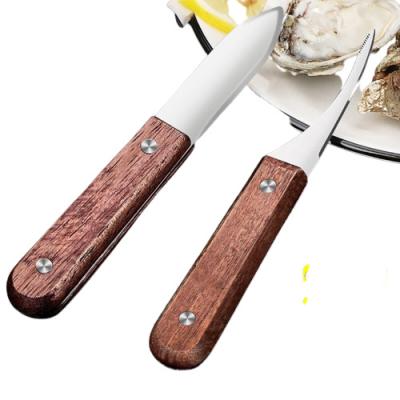 China High Quality Portable Mussel Viable Stainless Steel Handle Seafood Shrimp Oysters Wooden Knife for sale