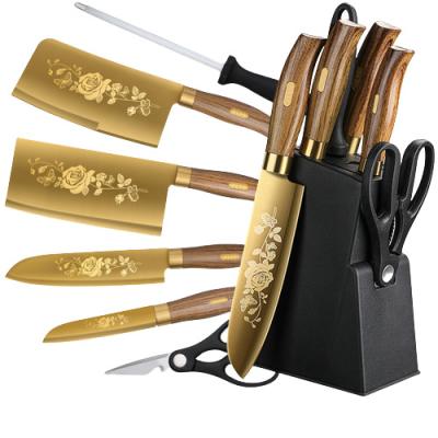 China Manufacturer Stainless Steel Titanium Plating Disposable Kitchen Knife Set for sale