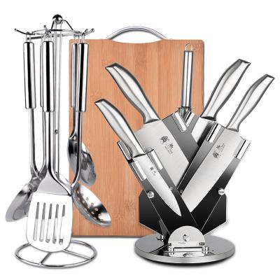 China Disposable Top Brands Kitchen 5CR15 Modern Hardware Stainless Steel Chef Knife Set With Block And Kitchen Tool for sale