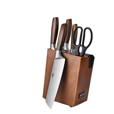 China Wholesale Disposable 5CR15 Block Blade Chef Knife Set 6pcs Professional Kitchen Knives for sale