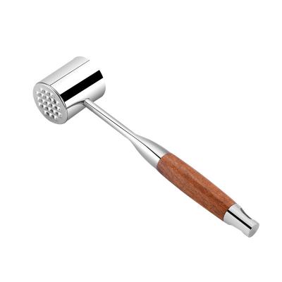 China Sustainable Durable 304 Stainless Steel Double Kitchen Beef Meat Tools Meat With Wooden Handle Tenderizer Meat Hammer for sale