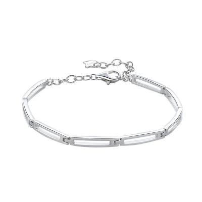 China 925 Sterling Silver Chain Paperclip Link Hammered Silver Bracelet for sale