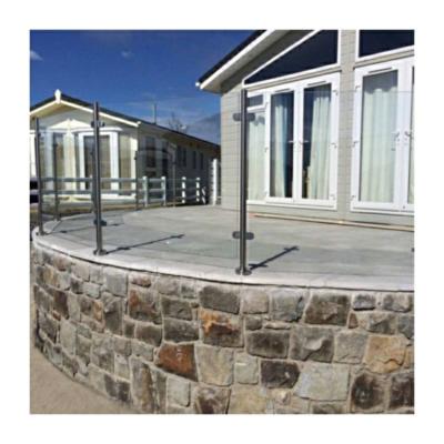 China Led designed glass fencing metal front porch railing modern glass railing for sale