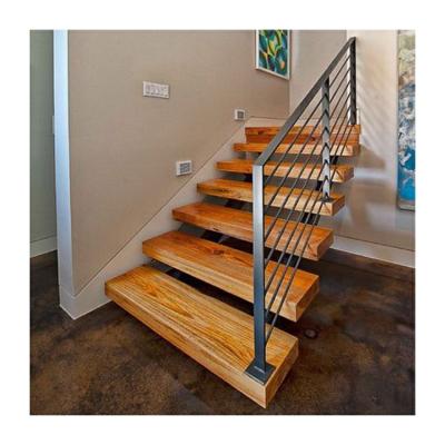 China Solid wood floating staircase design wood building material parlor floating staircase for sale