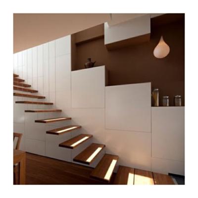 China Modern wood floating stair wood staircase model floating stairs mono stringer for sale