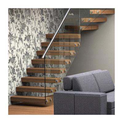 China Interior wooden floating stairs indoor stair wood design invisible stringer floating stairs for sale