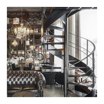 中国 Metal indoor stairs balcony steel grill designs black wrought iron spiral staircase 販売のため