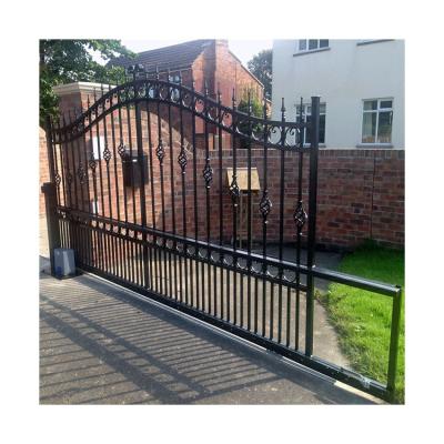 China 20Ft Steel Gate Door Wrought Iron Gate With Hot Galvanized For Villa Entrance Garden Galvanized Steel Electric Gate for sale