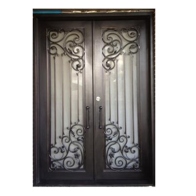 China New Wrought Iron Courtyard Door Exterior Doors Modern Main Gate Designs for sale