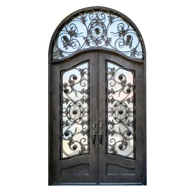 中国 Main House Exterior Doors Double Wrought Iron Door Design Front Iron Entrance Door 販売のため