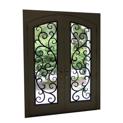 中国 Metal Exterior Glass Door Wrought Iron Door Designs Entrance Villa Iron Front Door 販売のため