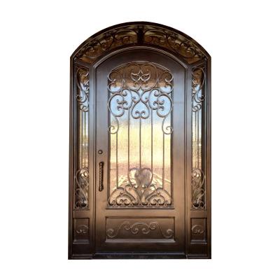 中国 Main Wrought Iron Front Door Metal Exterior Entrance Push And Pull Door 販売のため